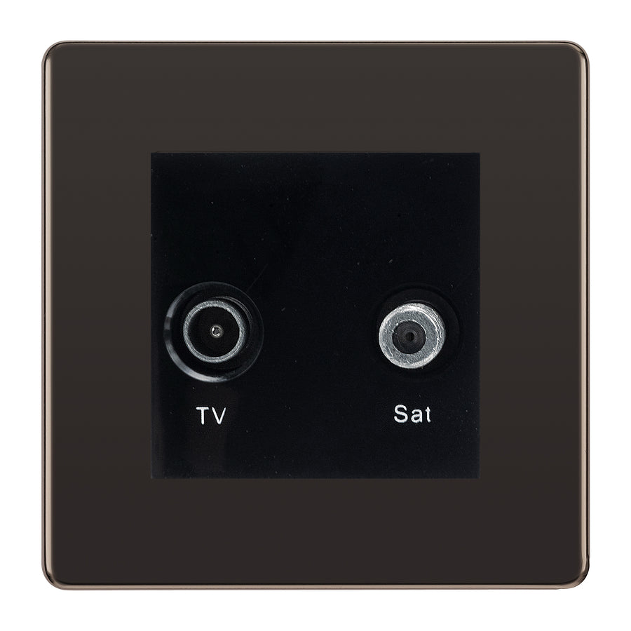 BG Screwless Black Nickel TV & Satellite Socket FBNTVSATB