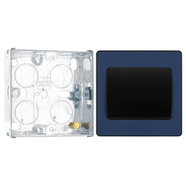 BG Evolve Matt Blue 1 Gang 20A 16AX 2 Way Wide Rocker Light Switch PCDDB12WB with 25mm Steel Back Box