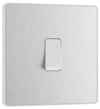 PCDBS12W Front - This Evolve Brushed Steel 20A 16AX single light switch from British General will operate one light in a room.