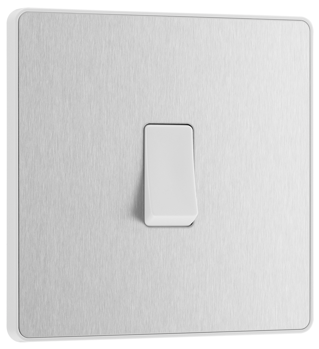 BG PCDBS12W Brushed Steel Evolve 1 Gang 20A 16AX 2 Way Li...– The ...