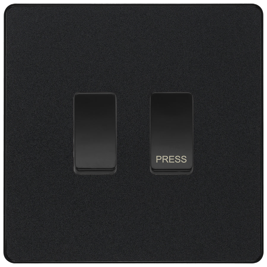 BG Evolve Matt Black 2G Grid Switch Kit – 20A 2-Way & Retractive Press Module