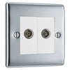 BG Nexus Polished Chrome 2 Gang Isolated Co-Axial Socket NPC63 with 35mm Steel Back Box