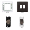 BG Black Nickel Screwless Flat Plate 2 Gang Light Switch 1x Dual Mode LED Dimmer 1x 2 Way Custom Switch