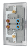 NBS72 Back - This 45A double pole switch with indicator from British General is ideal for use with cookers and has a large mounting plate measuring 146mm high x 86mm wide.