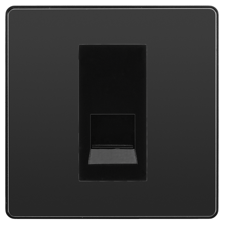 BG Evolve Black Chrome Single Secondary Telephone Socket, Screw Terminal - Black Insert