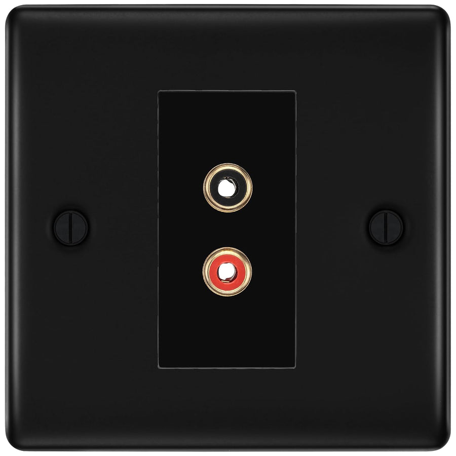 BG Nexus Matt Black Euro Module RCA X 2 Outlet NFBRCA2B