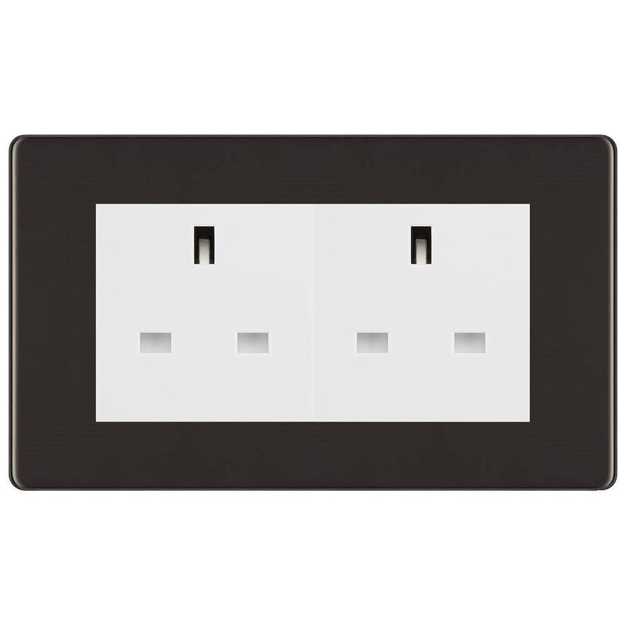 BG Screwless Black Nickel 4 Gang 13A Unswitched Socket - FBN4GUSSW