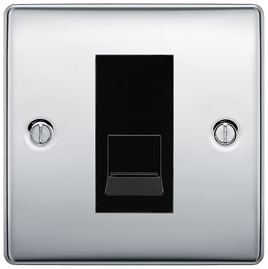 BG Nexus Polished Chrome Single RJ11 Telephone Socket NPCRJ111 - Black Insert