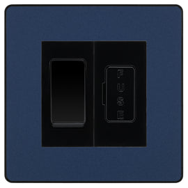 BG Evolve Matt Blue 2 Way Light Switch & 13A Fused Spur Plate | Black Insert
