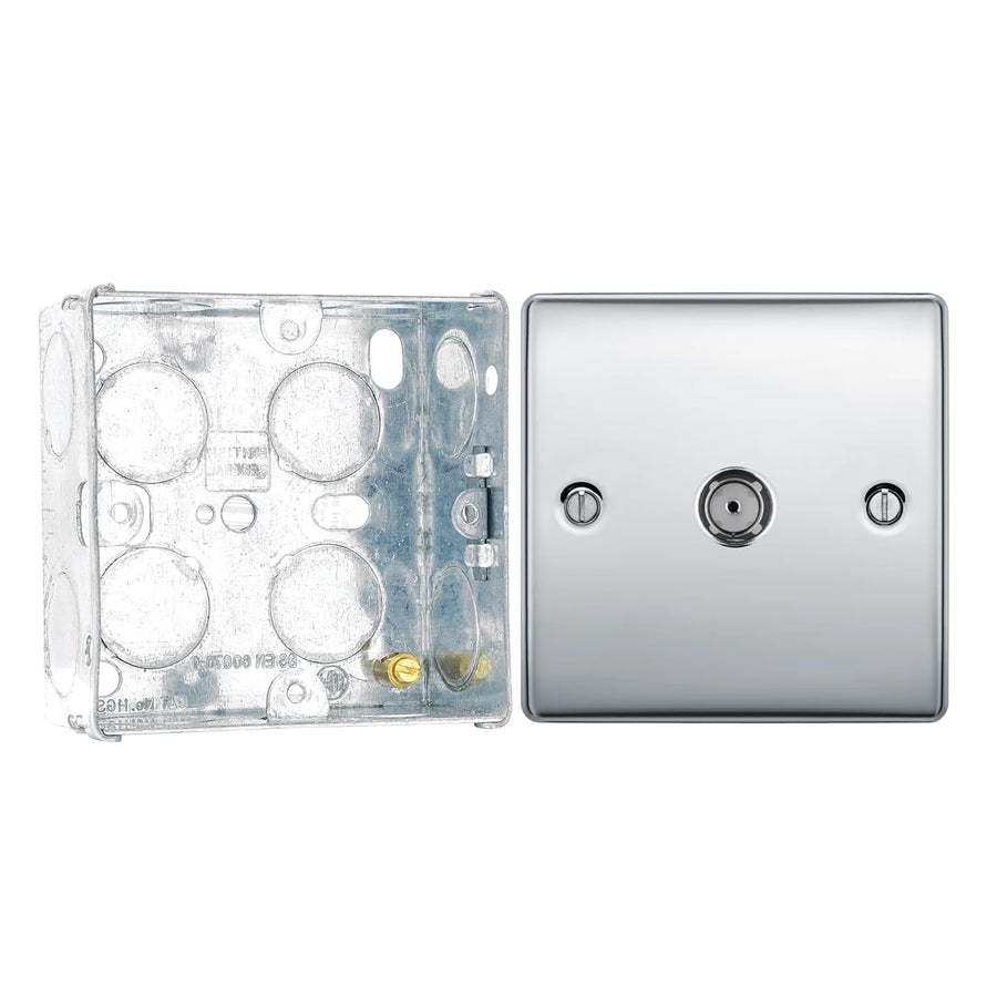 BG Nexus Polished Chrome 1 Gang Co-Axial Socket NPC60 with 35mm Steel Back Box