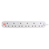 Masterplug SRG6210N Six Socket Surge Protected Extension Lead, 2 Metres, White